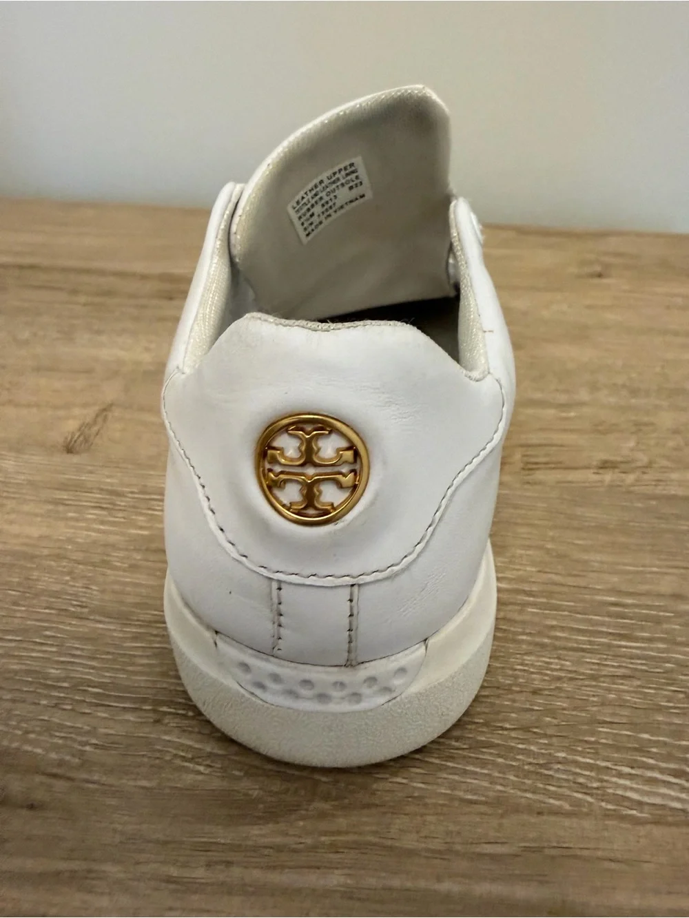 Tory Burch White Leather Low-Top Sneakers with Gold Logo